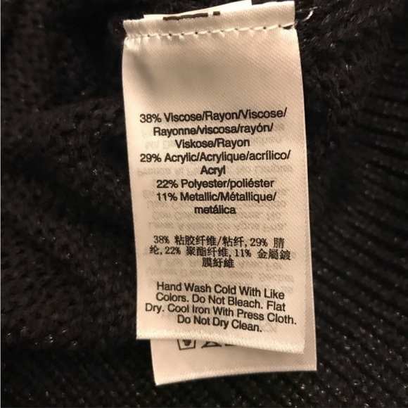 DKNY Black Glitter Long Sleeve T-Shirt Sweater XS - Picture 4 of 6